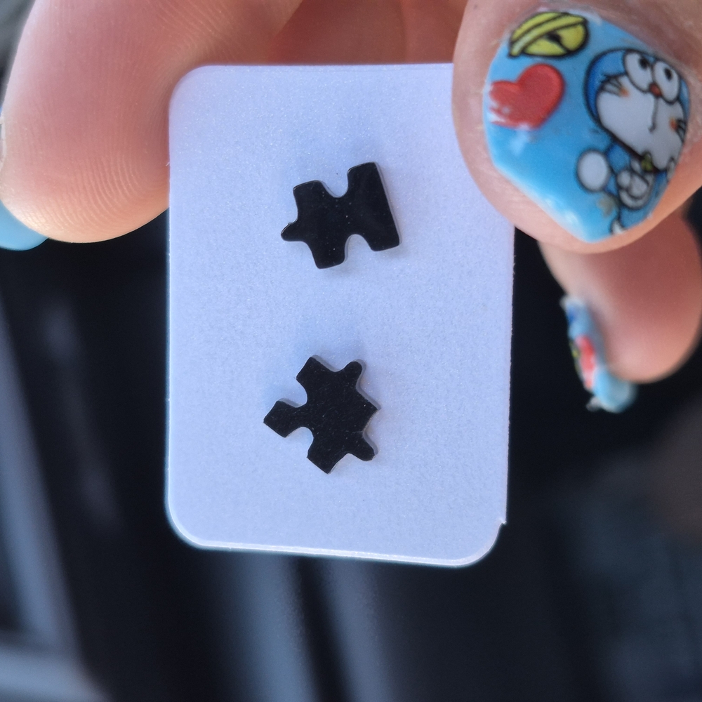 Black Puzzle Piece Earrings
